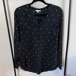 Maurices Black Blouse with White Diamond Print